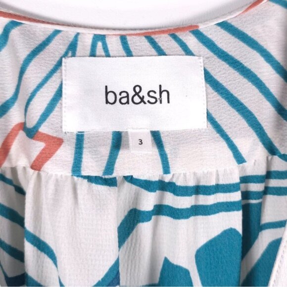 NWT Ba&sh ROBE JARA Mixed Print Wrap Mini Dress Turquoise 1E23JARA Size 3 MEDIUM - Picture 8 of 15